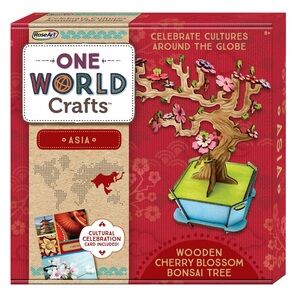 One World Crafts Wooden Cherry Blossom Bonsai Tree